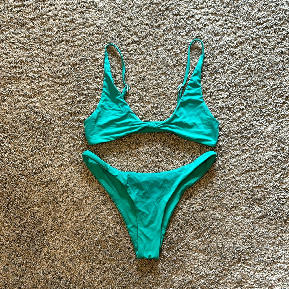 TOAST swim knot bikini top and high leg bikini bottoms